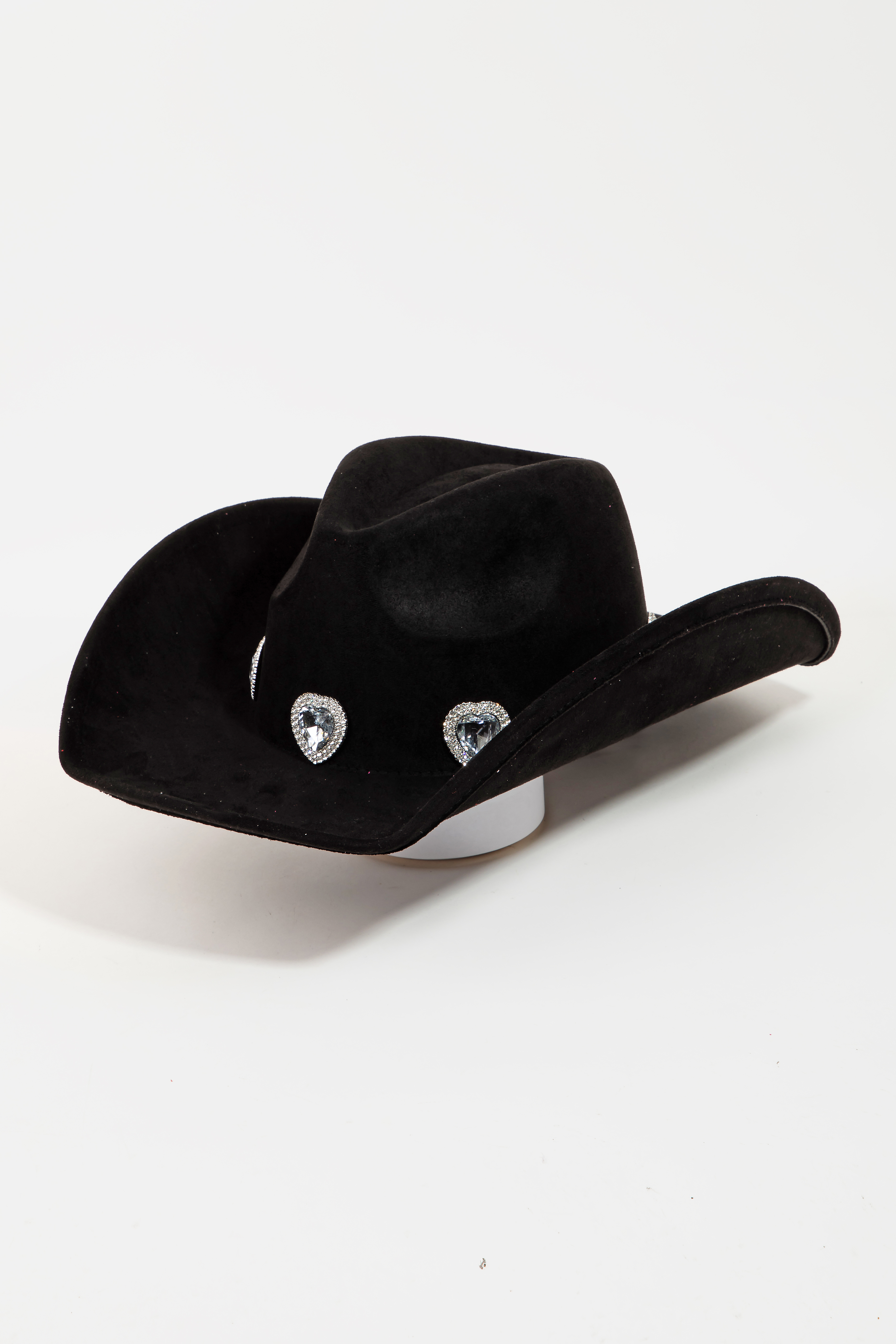 Large Rhinestone Pave Heart Cowboy Hat