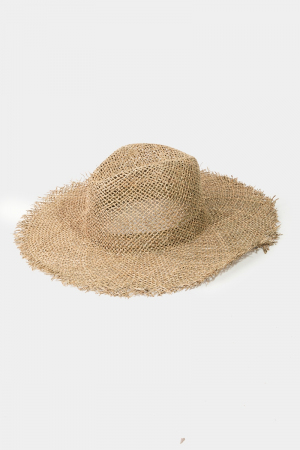 Fringe Edge Straw Braided Western Fedora Hat
