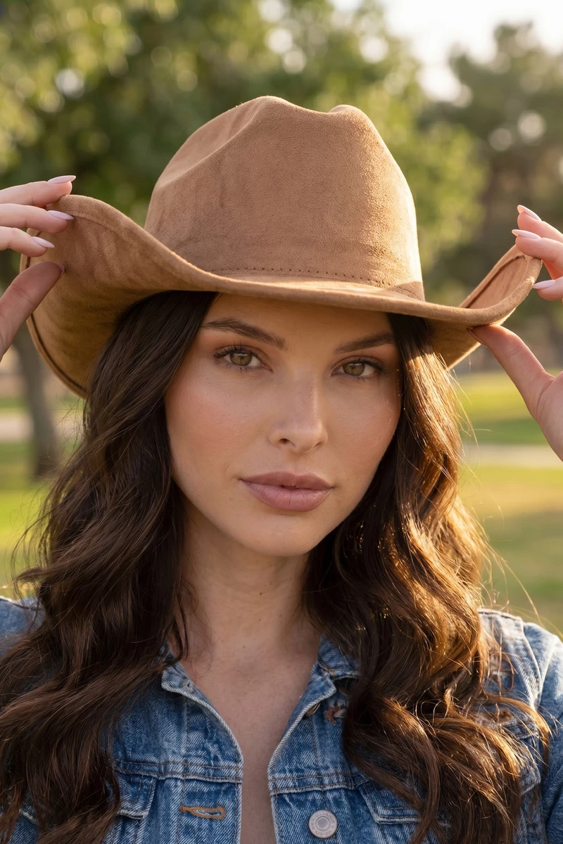 Classic Suede Look Wide Brim Cowboy Hat