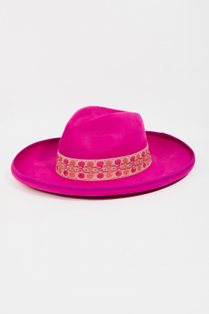 Boho Embroidered Band Fedora Hat