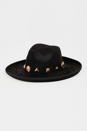 Mixed Metallic Charms Fedora Hat