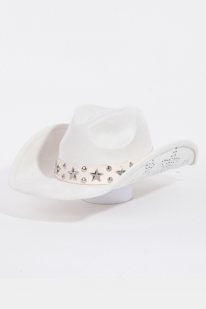 Star Studded Band Suede Fedora Hat