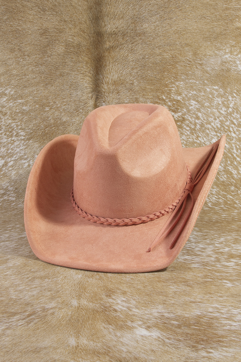 Vegan Suede Cowboy Hat With Braided Band