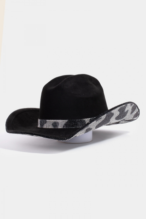 Pave Rhinestone Studded Cow Pattern Western Cowboy Hat