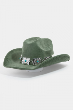 Square Concho Chain Western Cowboy Hat