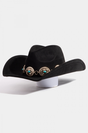 Turquoise Stud Oval Concho Chain Western Cowboy Hat