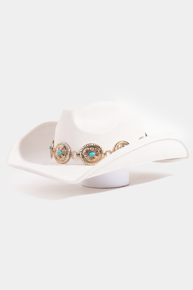 Turquoise Stud Oval Concho Chain Cowboy Hat