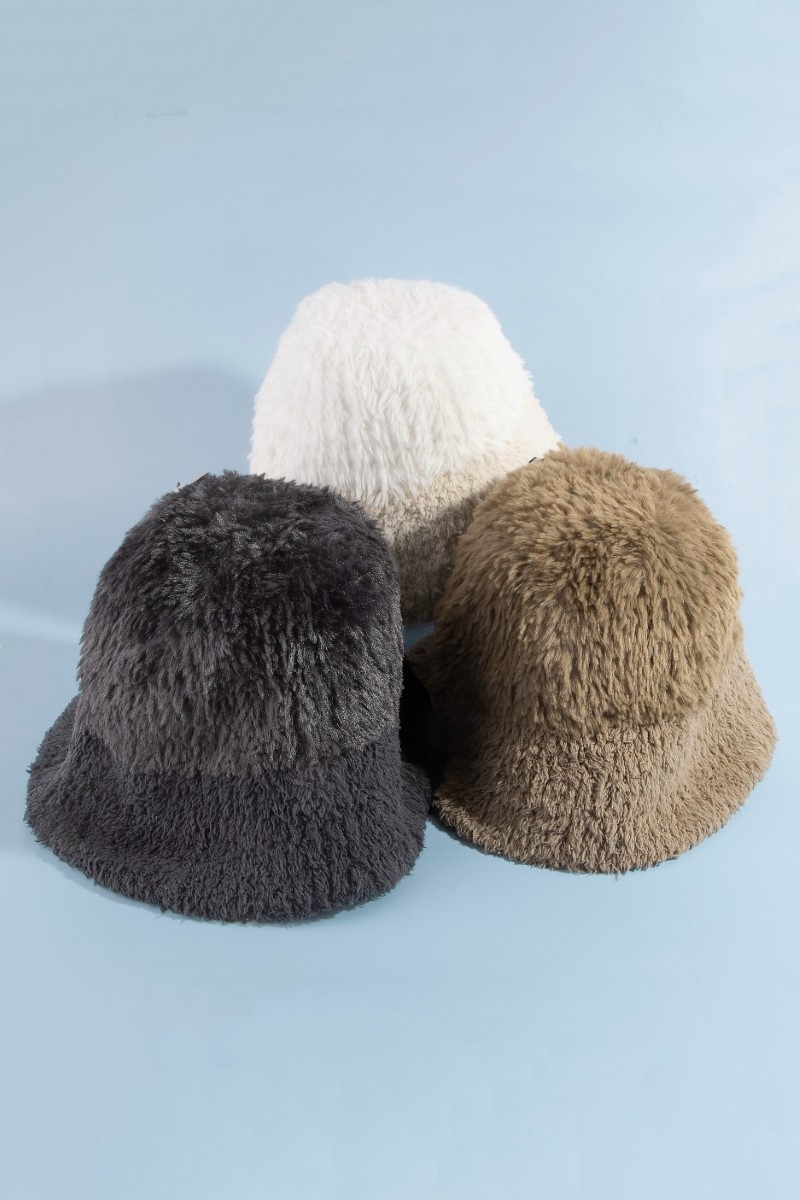 Mixed Faux Fur Loose Bucket Hat