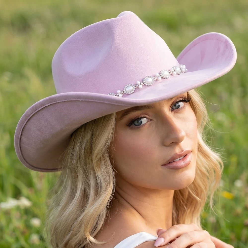 Pearl Bead Band Cowboy Hat