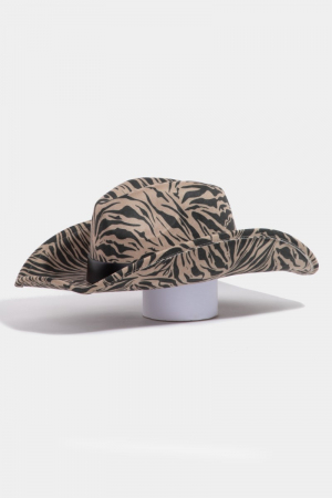 Zebra Pattern Print Western Cowboy Hat