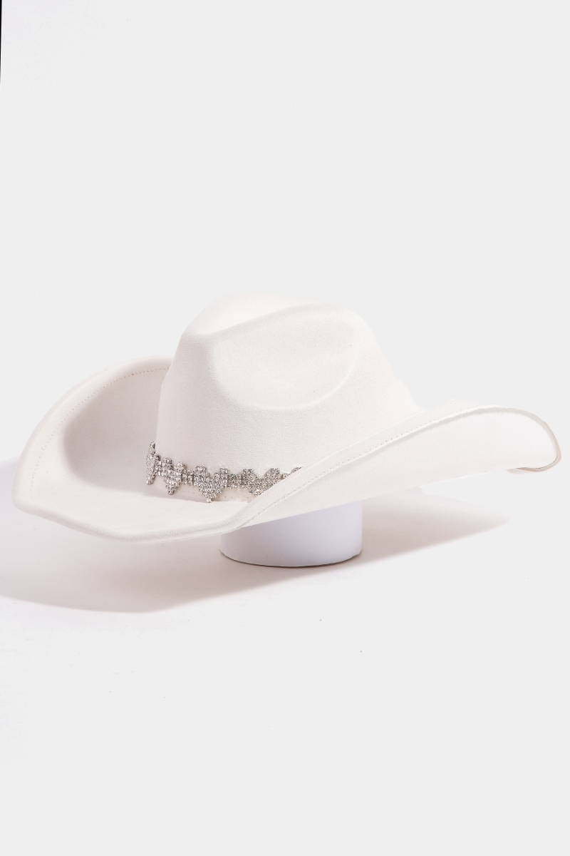 Rhinestone Heart Band Cowboy Hat