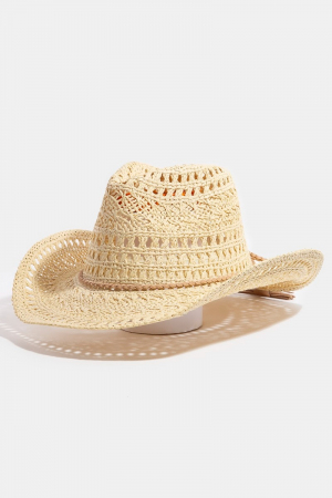 Intricate Woven Western Fedora Straw Hat