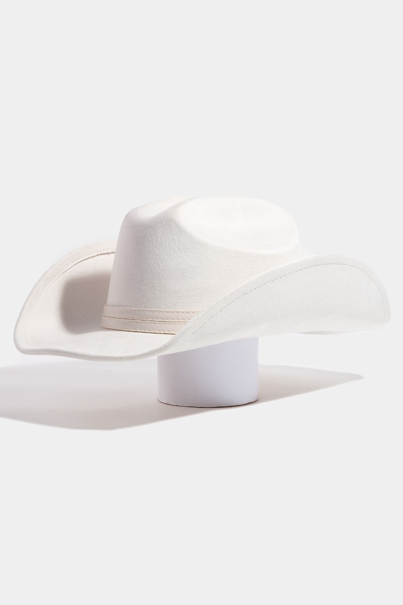 Double Belt Faux Suede Cowboy Hat