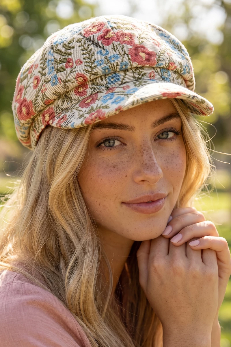Floral Tapestry Newsboy Cabbie Hat