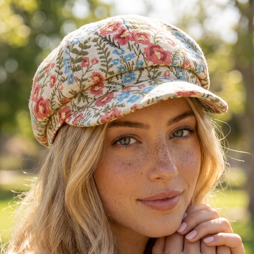 Floral Tapestry Newsboy Cabbie Hat