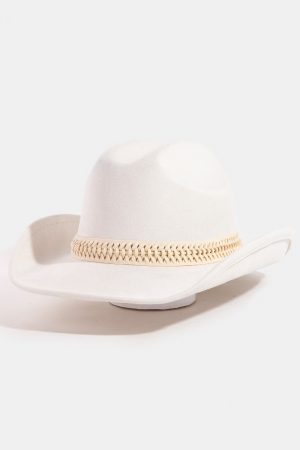Intricate Woven Band Suede Cowboy Hat