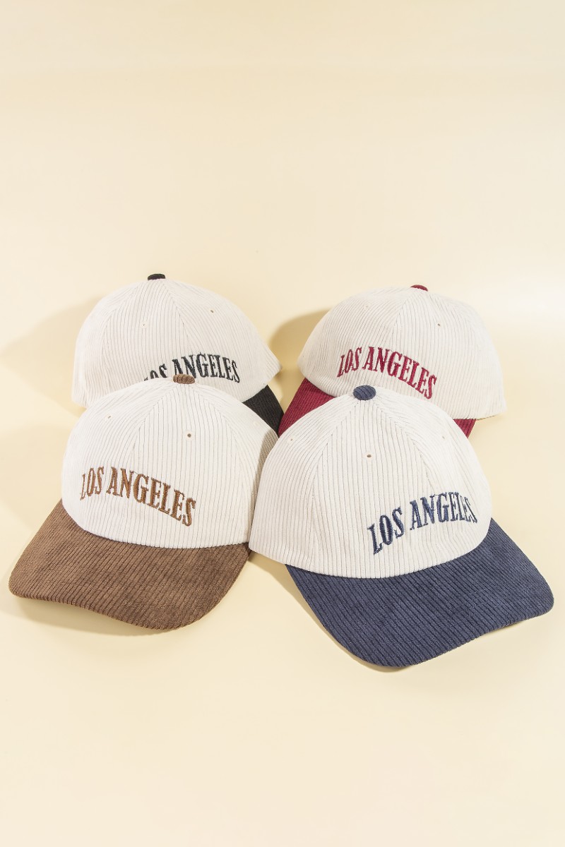 Los Angeles Embroidered Corduroy Trucker Hat
