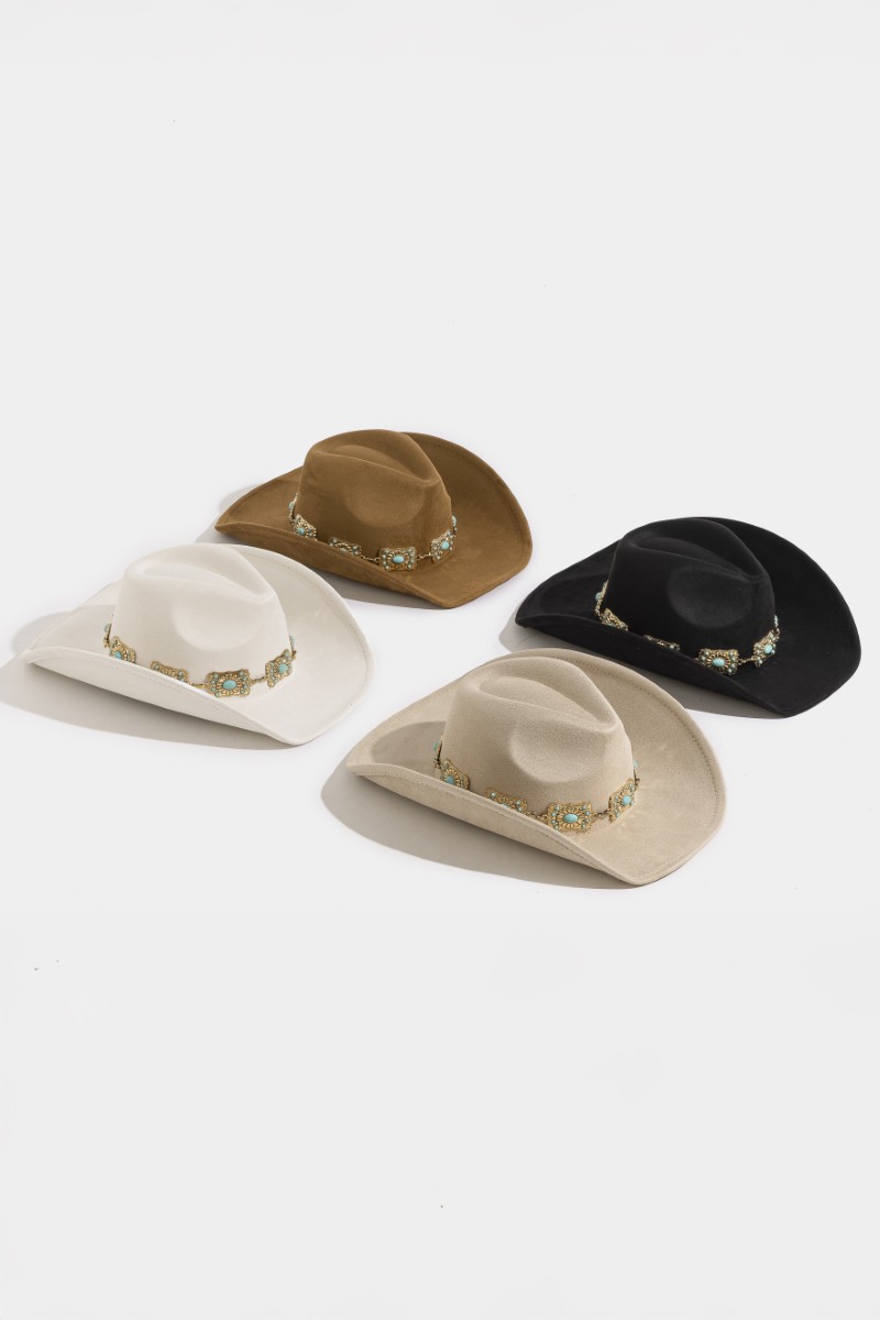 Western Rectangle Concho Chain Cowboy Hat