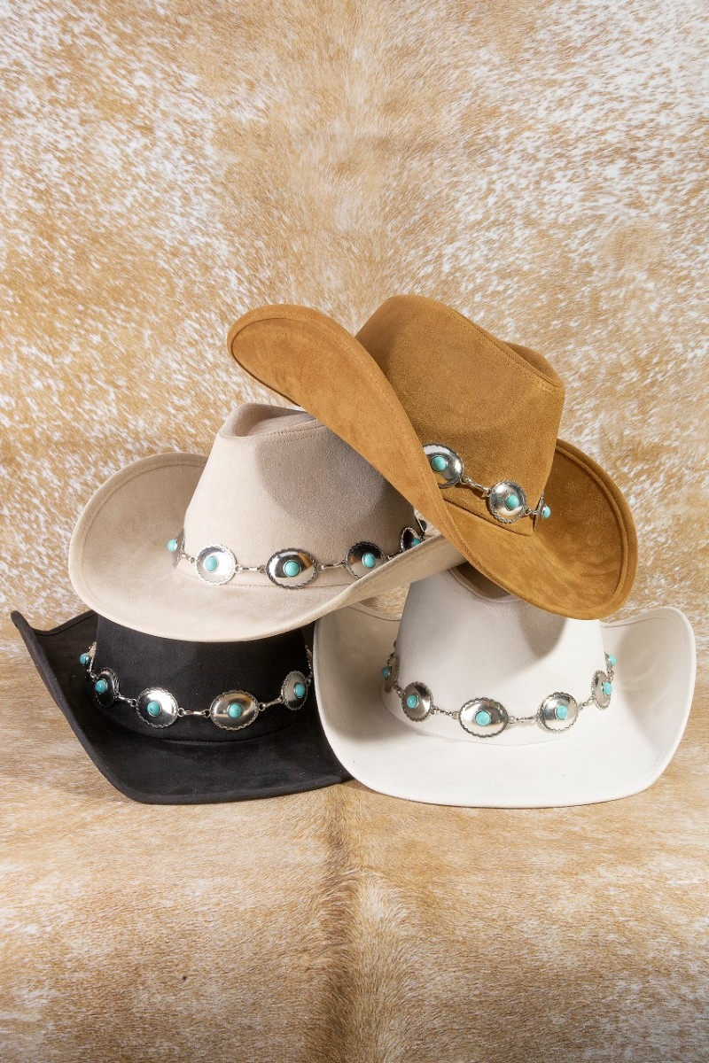 Turquoise Western Concho Chain Cowboy Hat
