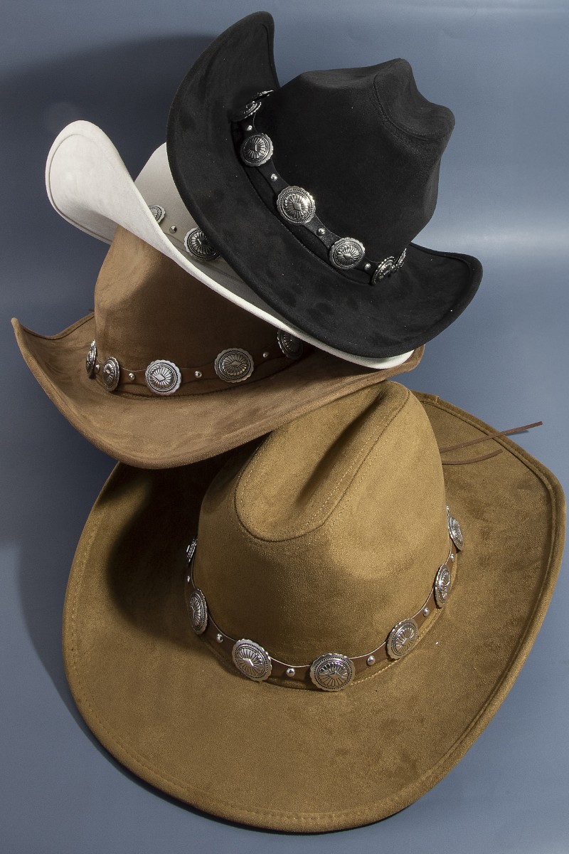 Round Concho Disc Belt Western Cowboy Hat