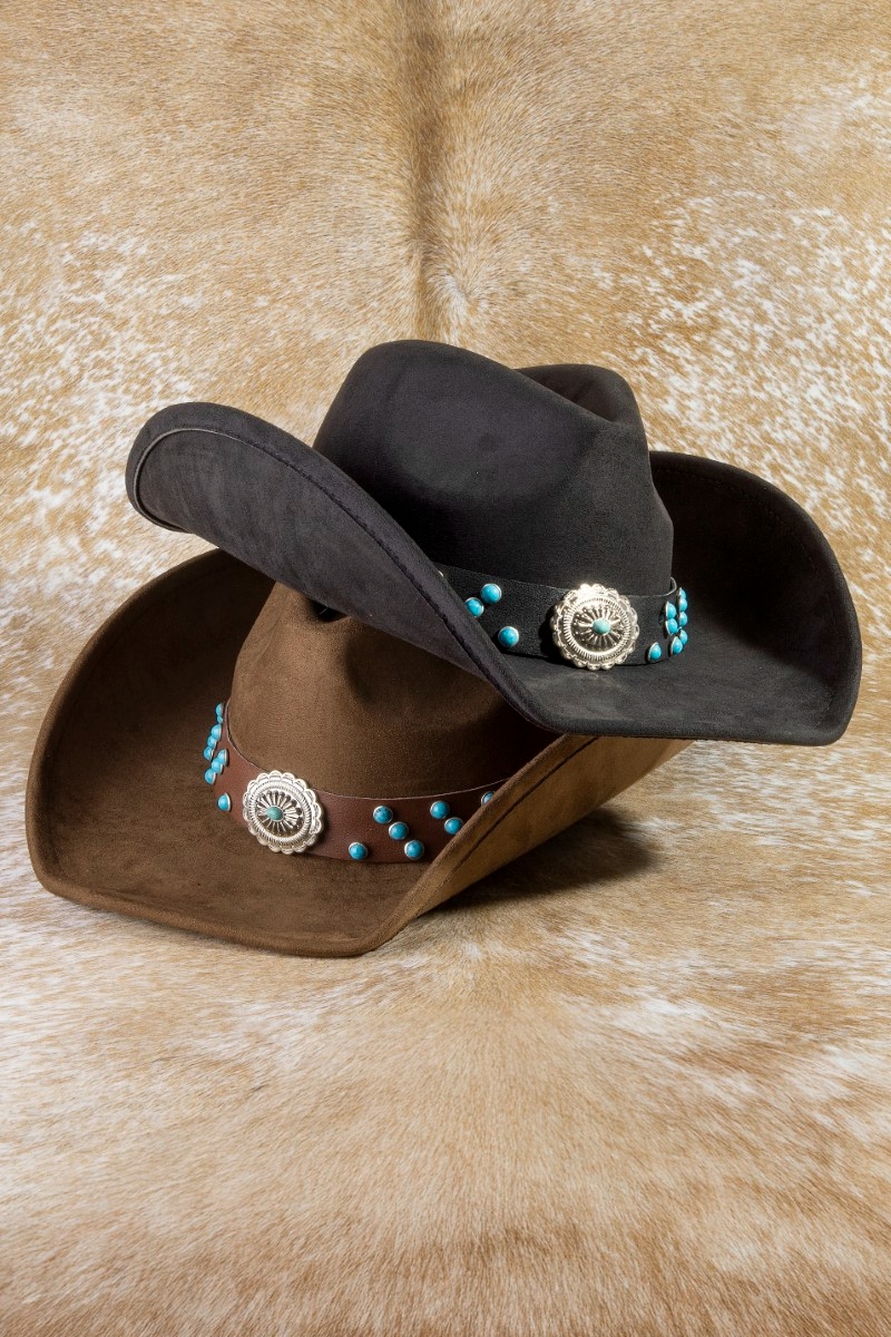 Western Concho Turquoise Beads Strap Cowboy Hat