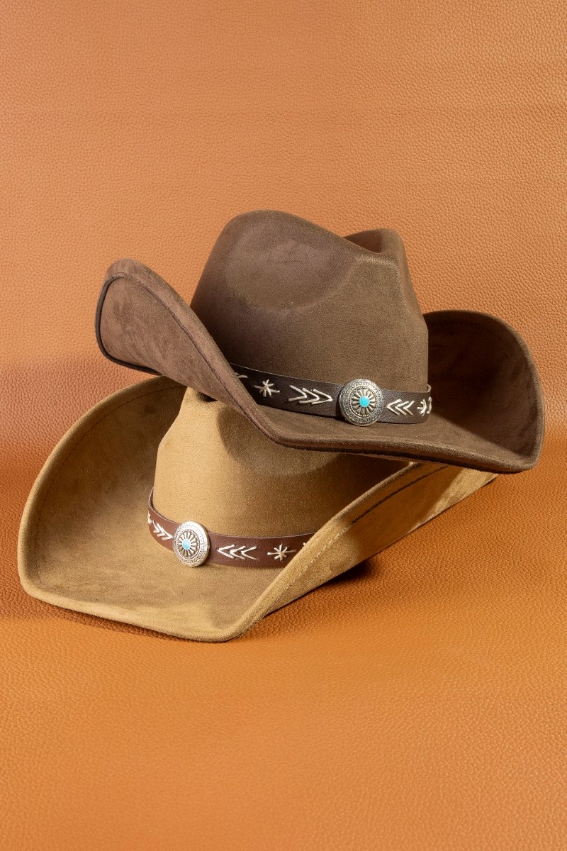 Western Concho Embroidered Strap Cowboy Hat