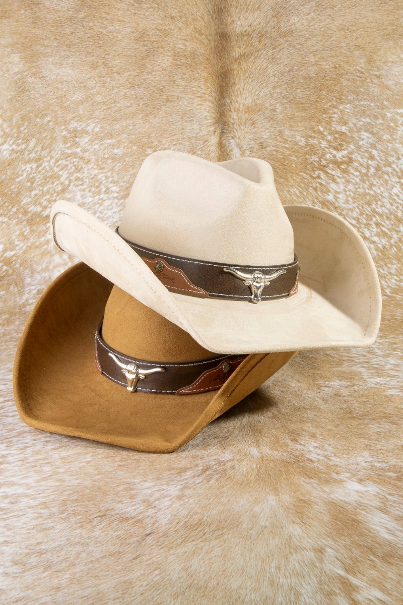Longhorn Faux Leather Belt Strap Cowboy Hat