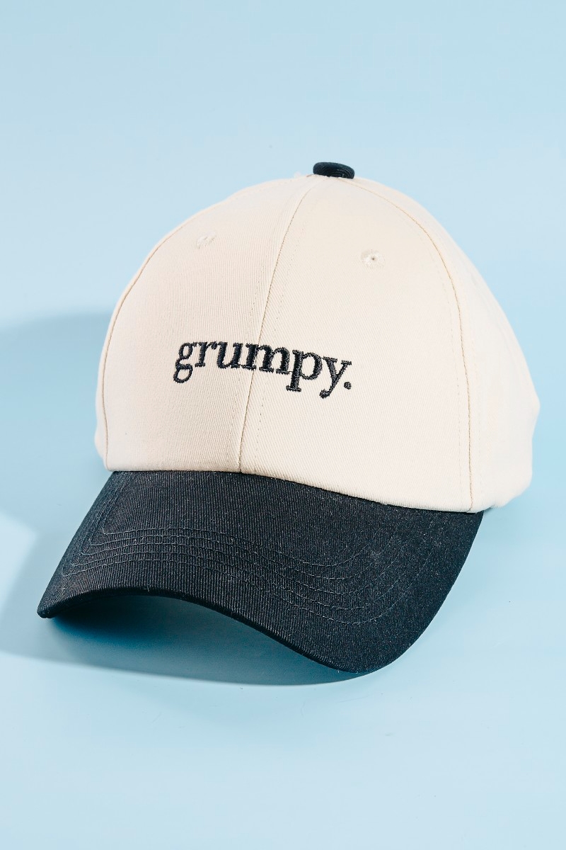 Two Tone Grumpy Embroidered Cap