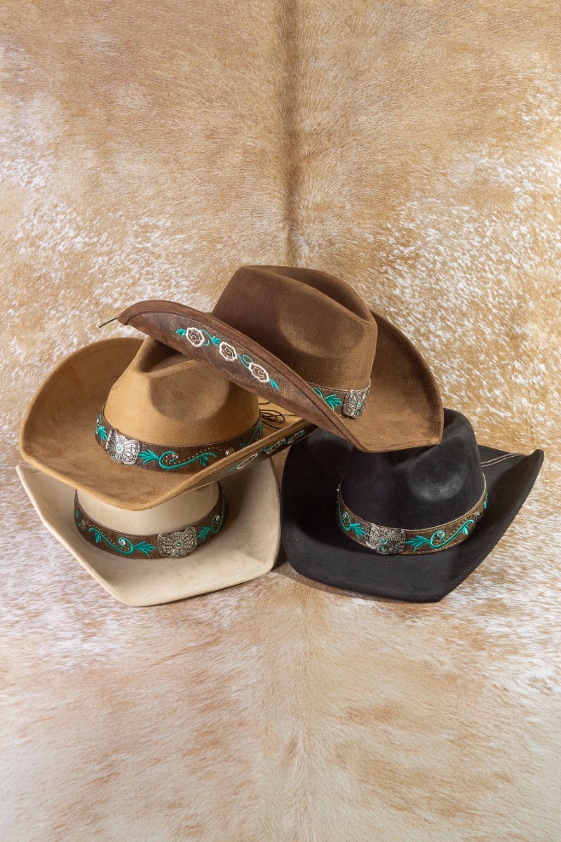 Concho Embroidered Strap Western Cowboy Hat