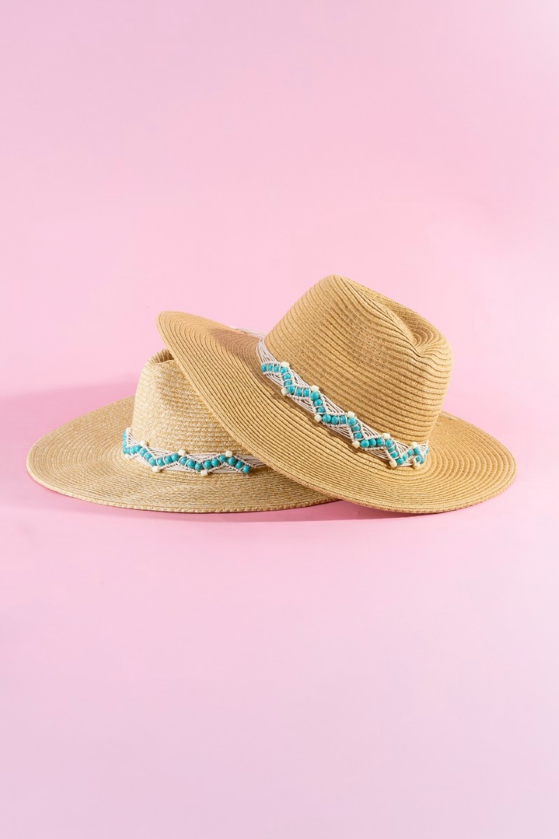 Beaded Braid Strap Summer Straw Hat