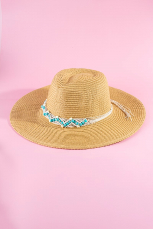Beaded Braid Strap Summer Straw Hat