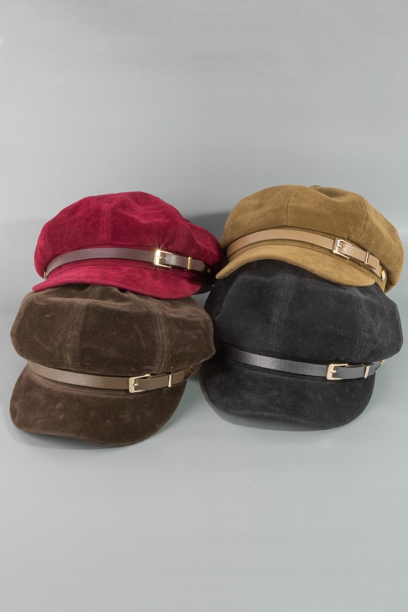 Thin Belt Strap Detail Newsboys Cap