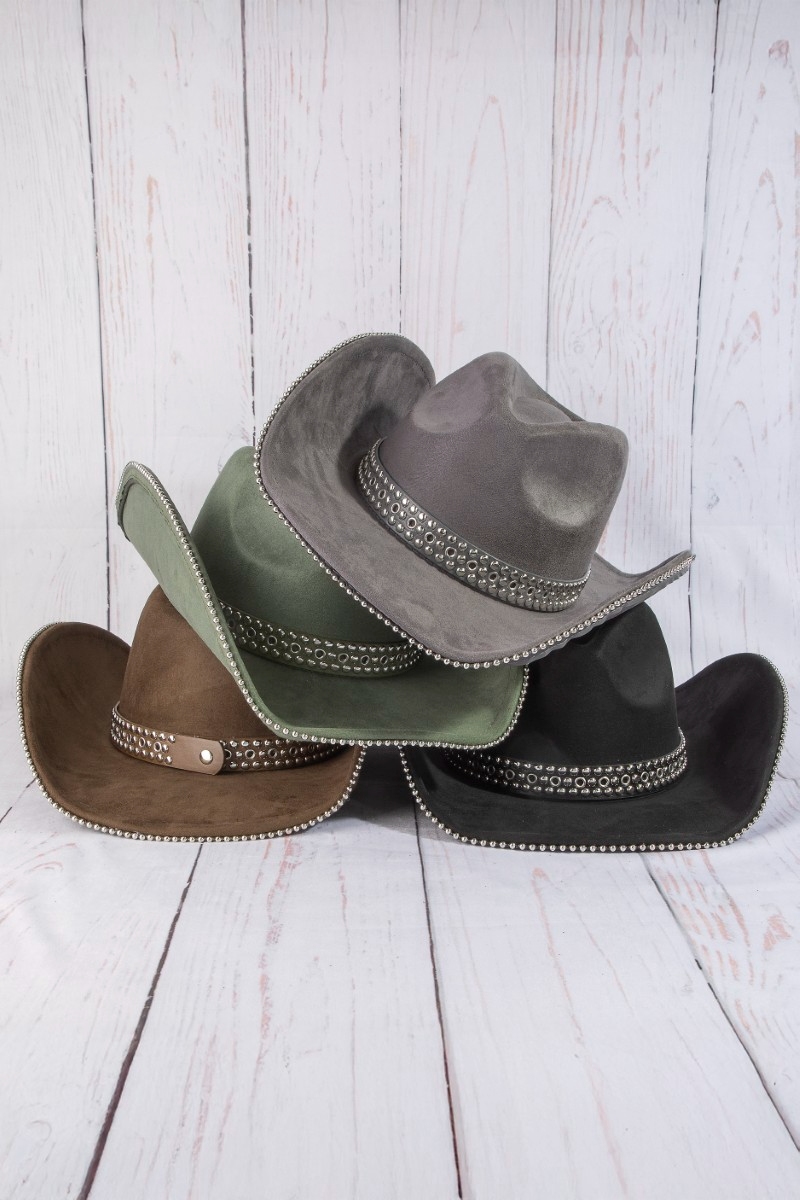 Studded Trim Western Cowboy Hat
