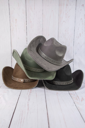 Studded Trim Western Cowboy Hat