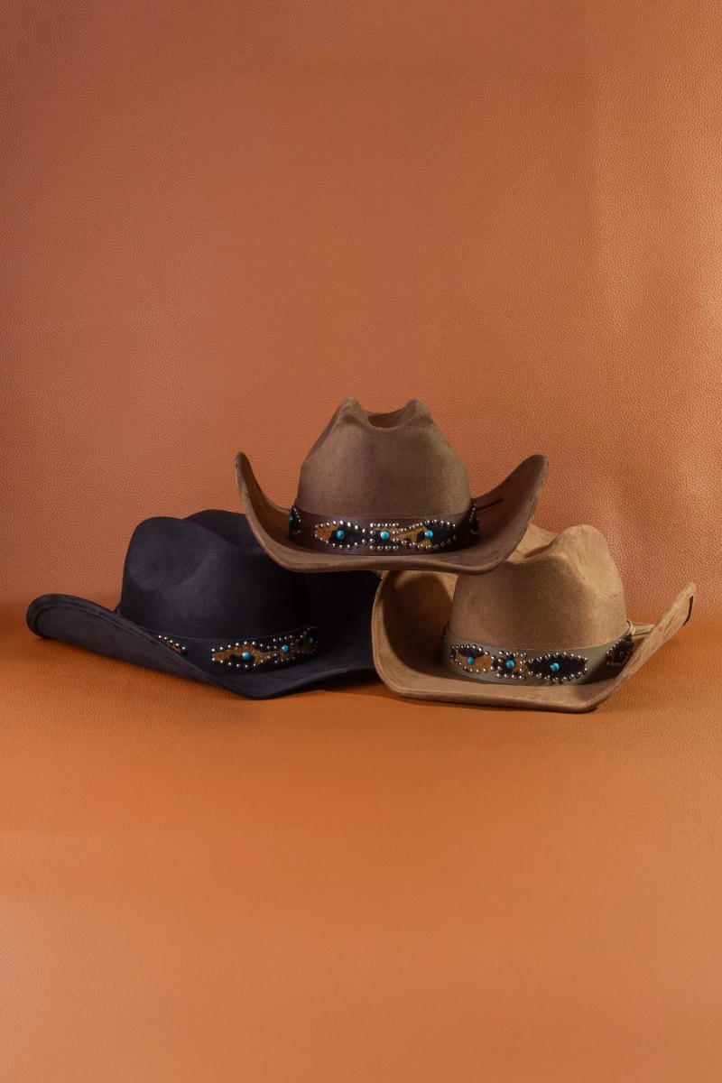 Western Leopard Embroidered Strap Cowboy Hat