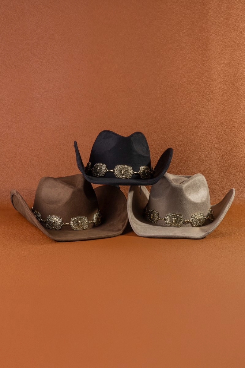 Longhorn Concho Chain Western Cowboy Hat