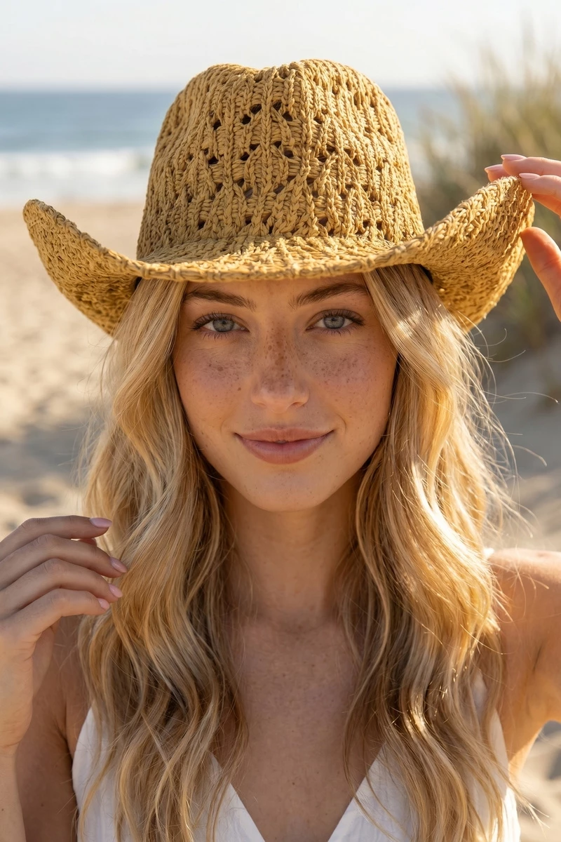 Open Weave Crochet Cowboy Hat