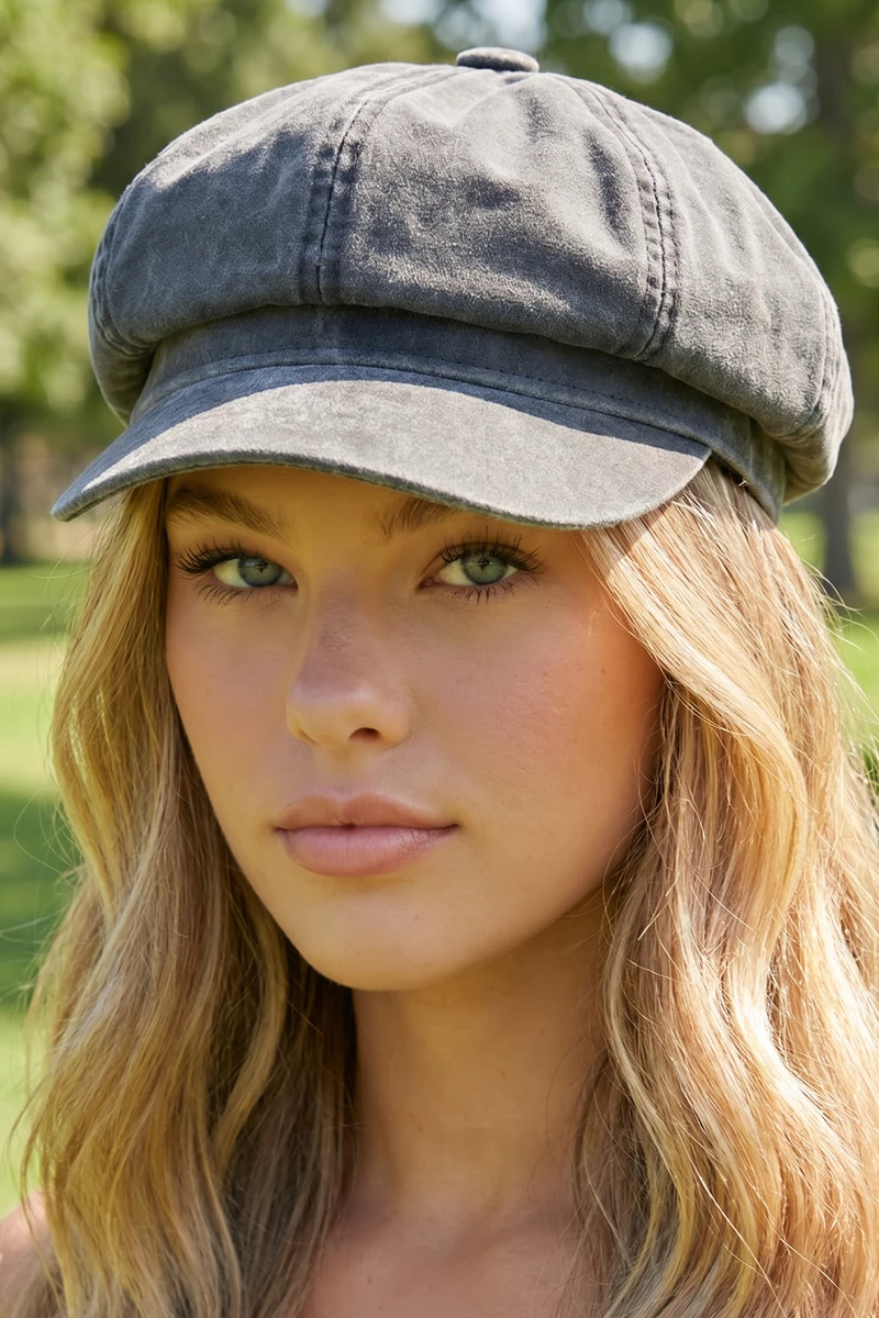 Vintage Washed Brushed Newsboy Cap