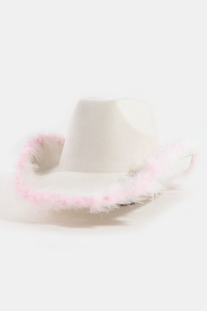 Feather Trim Fashion Cowboy Hat