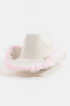 Feather Trim Fashion Cowboy Hat