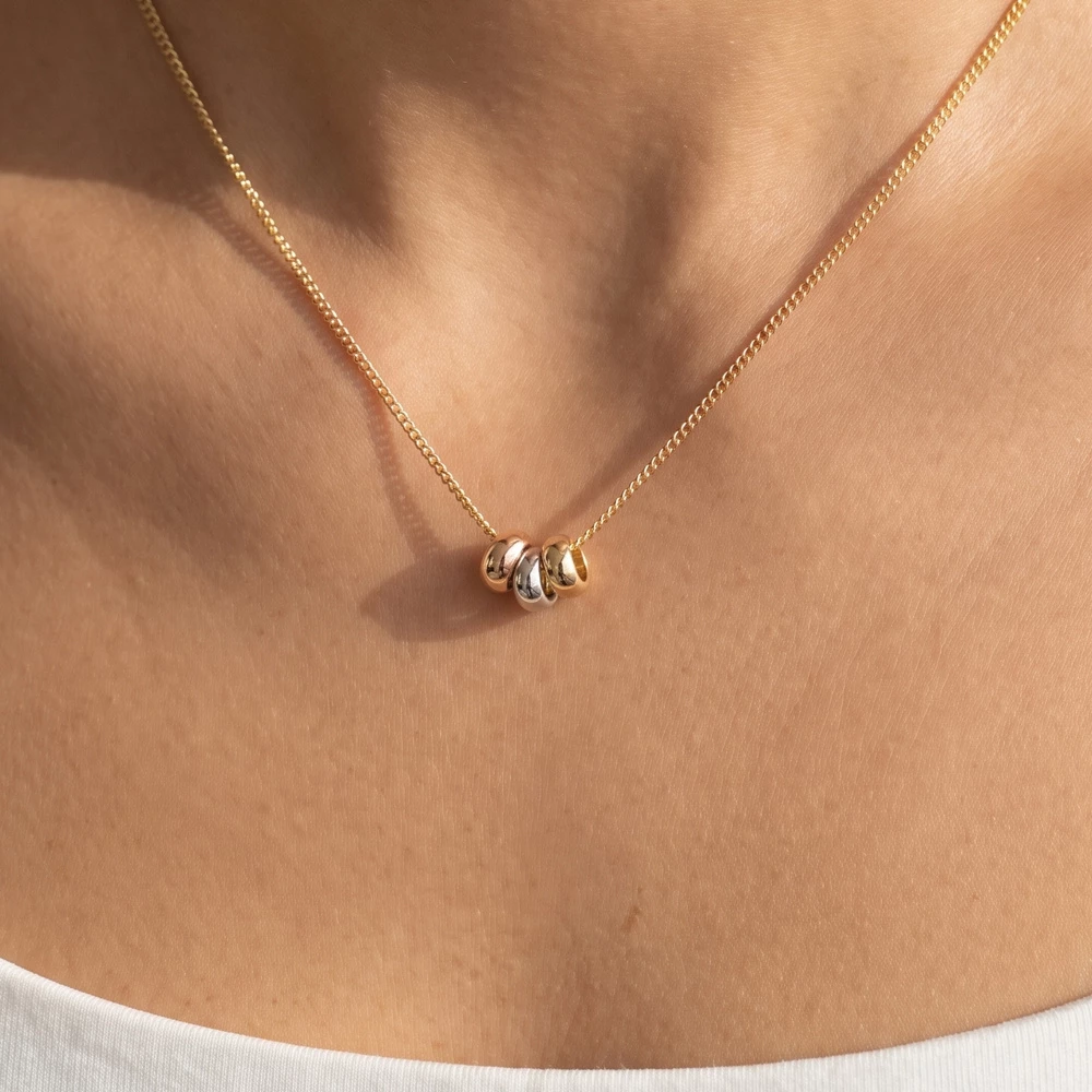 Dainty Trio Bead Curb Chain Necklace