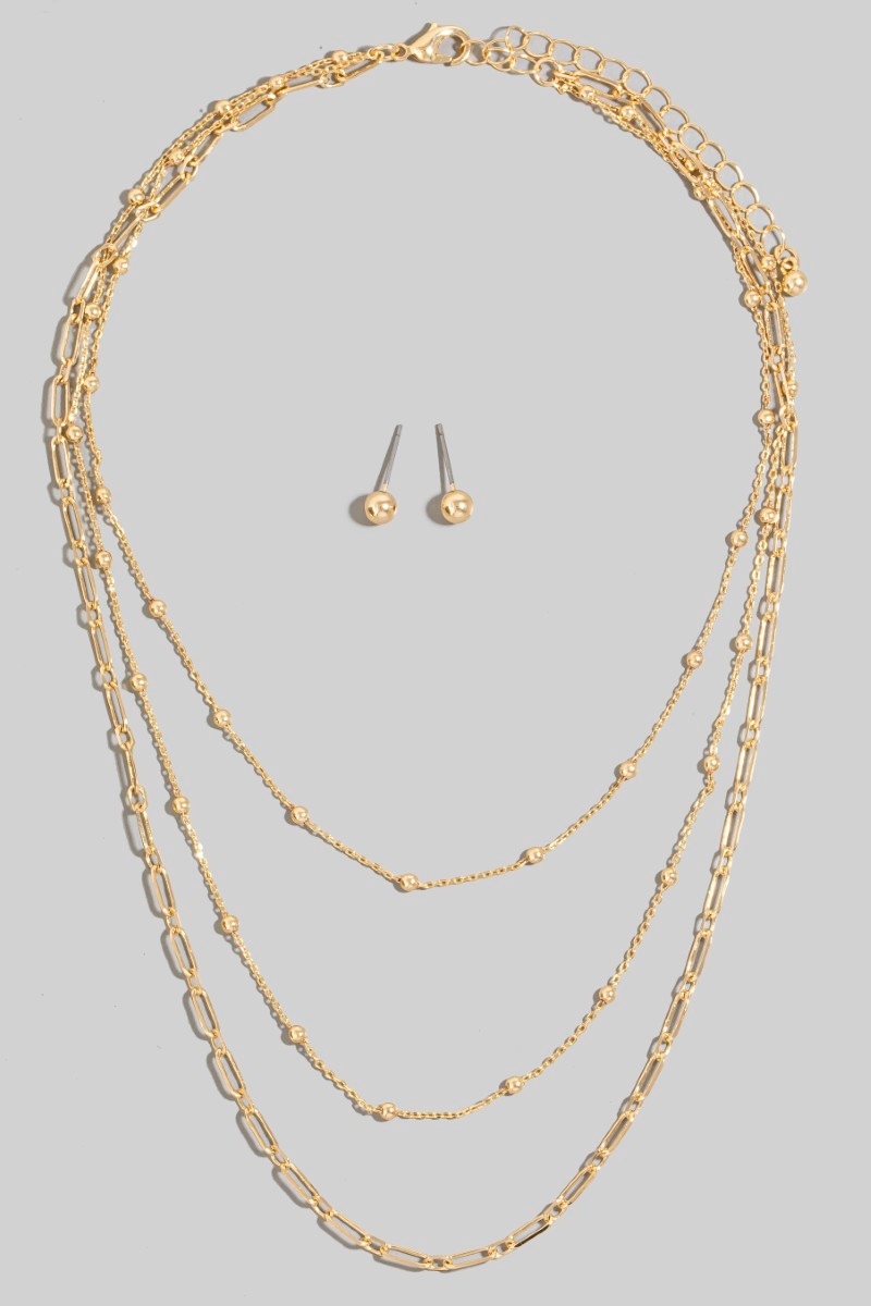Mixed Layered Chains Necklace Set