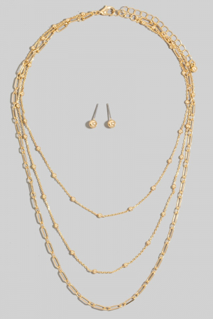 Mixed Layered Chains Necklace Set