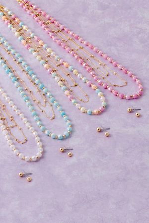 Triple Layered Crystal Bead Necklace Net