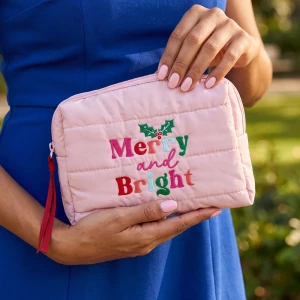 Merry And Bright Puffer Zip Pouch