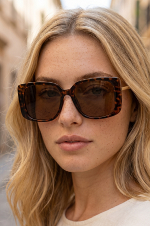 Oversized Square Polarized Brow Bar Sunglasses