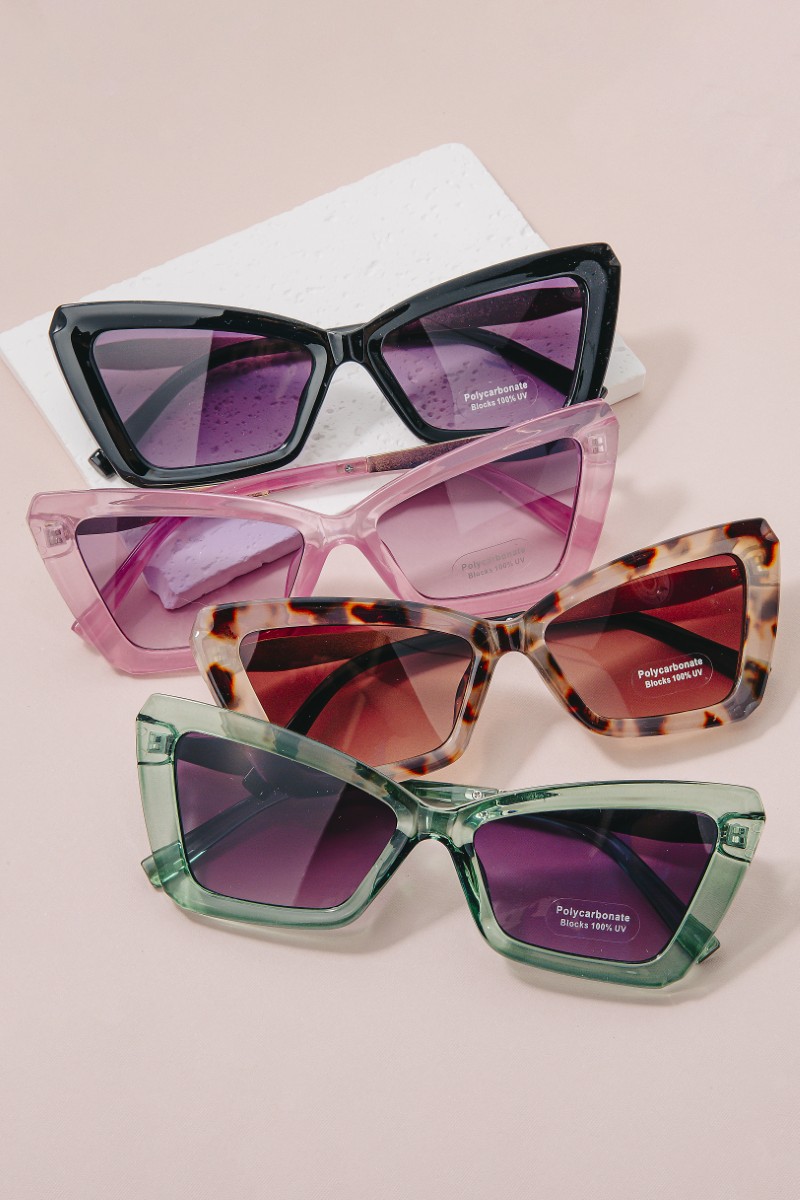Acetate Cat Eye Frame Sunglasses Set
