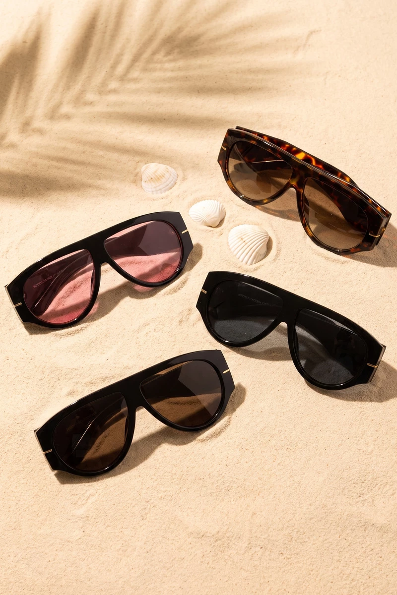 Flat Top Aviator Shield Gradient Sunglasses