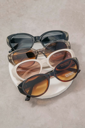 Retro Oval Cat Eye Chunky Frame Sunglasses