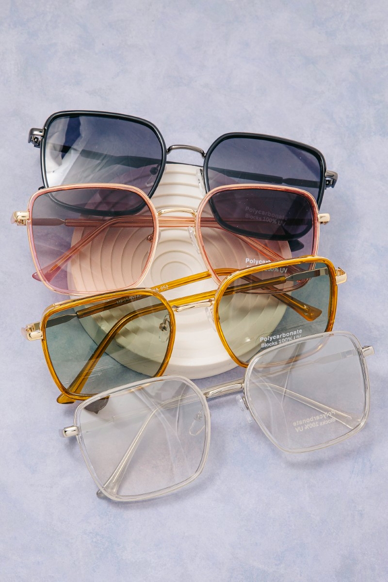 Thin Frame Square Sunglasses Set